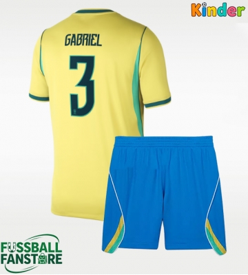 Brasilien Gabriel Magalhaes #3 Replik Heimtrikot Kinder WM 2026 Kurzarm (+ Kurze Hosen)